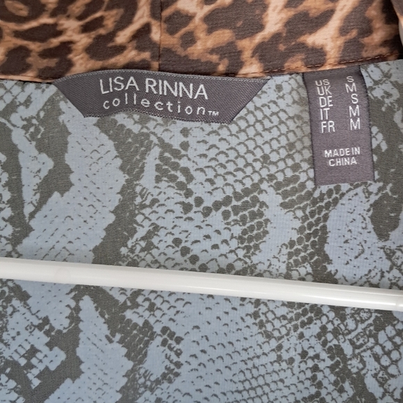 Blue Snake Print Kimono with Leopard Trim LISA RINNA COLLECTION - Picture 5 of 10